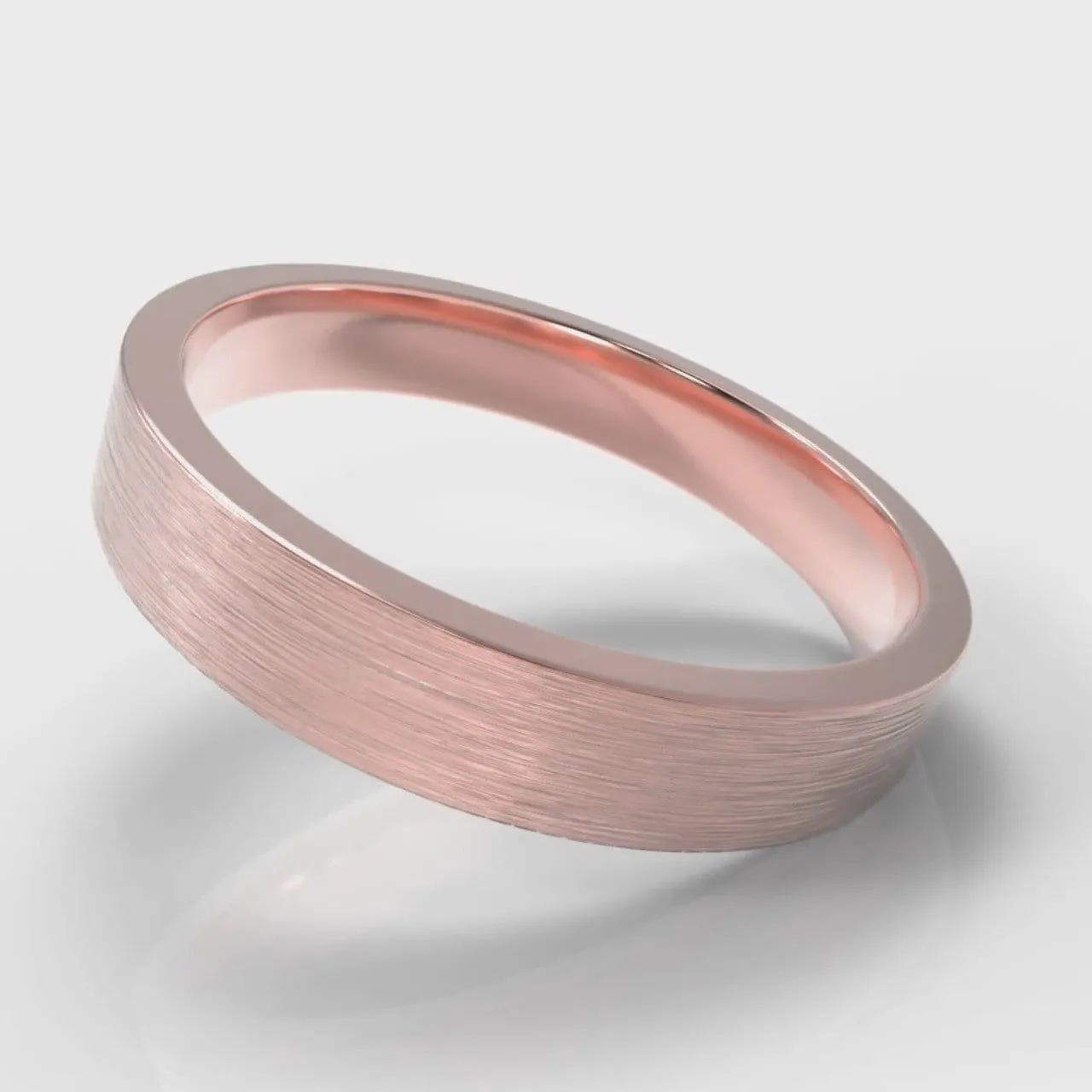 4mm Flat Top Comfort Fit Brushed Wedding Ring - Rose Gold