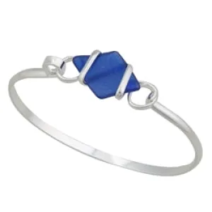 Alpaca Recycled Glass Freeform Bangles - Cobalt Blue