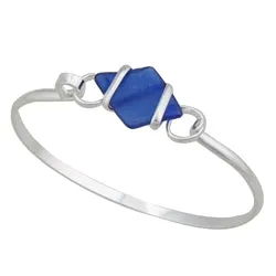 Alpaca Recycled Glass Freeform Bangles - Cobalt Blue