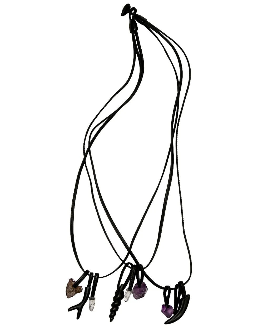 Amethyst and Crystal Leather Pendant Necklace