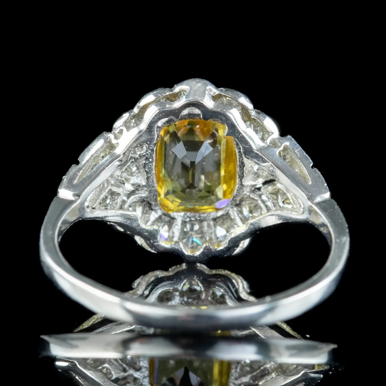 Art Deco Style Yellow Sapphire Diamond Ring 1.2ct Sapphire