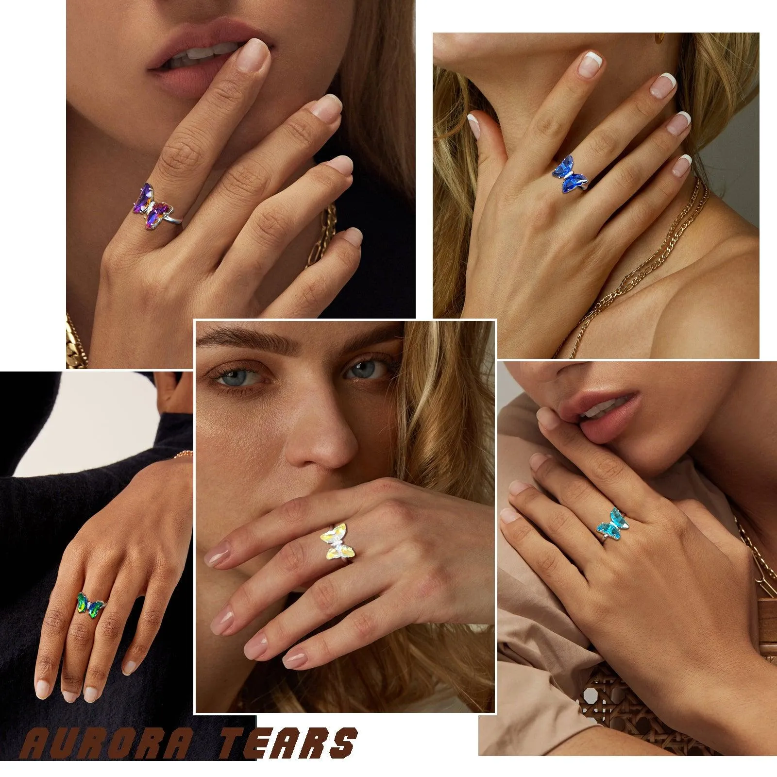 Blue Butterfly Ring September Sapphire Birthstone Women Girls Jewelry Birthday Gift