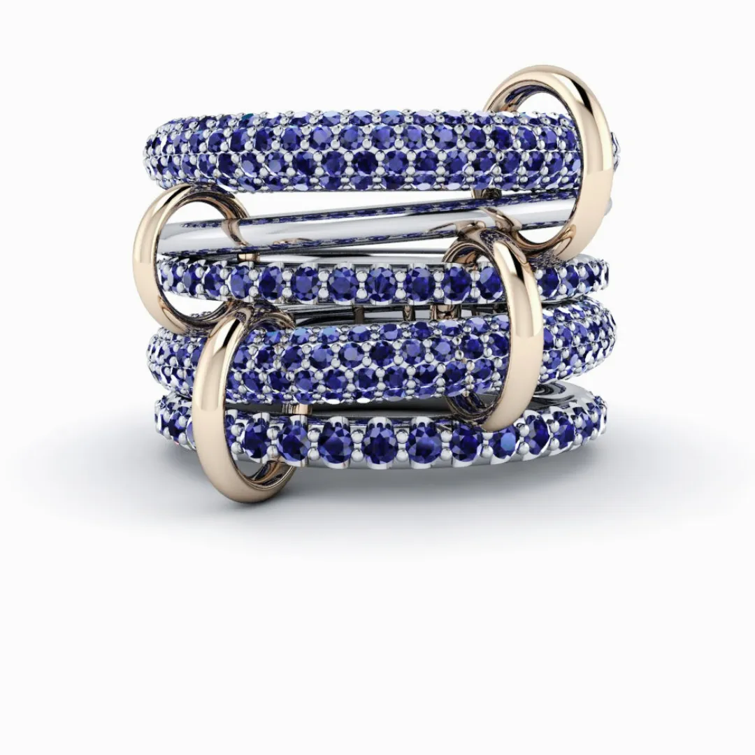 Blue Sapphire Connected Rings No. 32