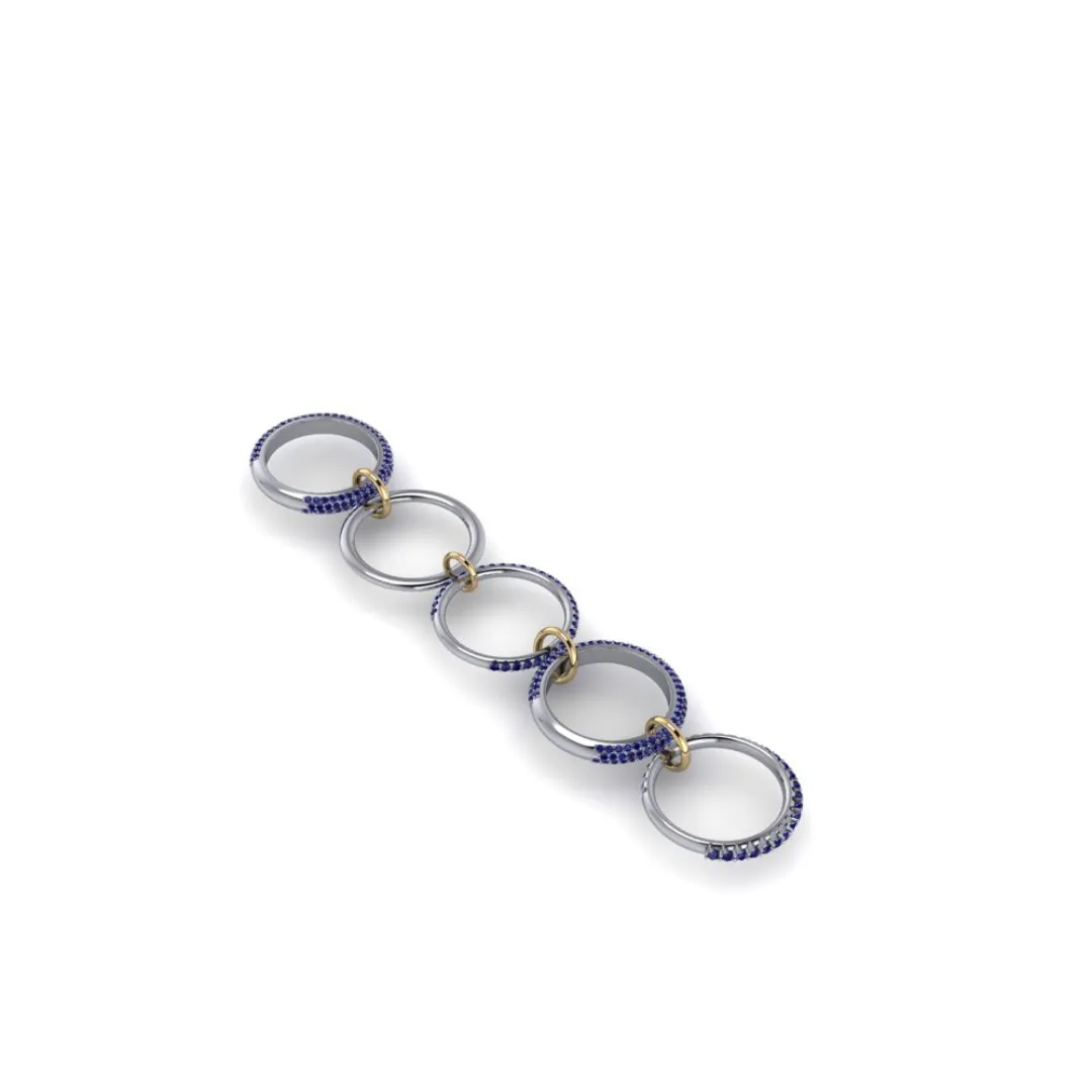 Blue Sapphire Connected Rings No. 32