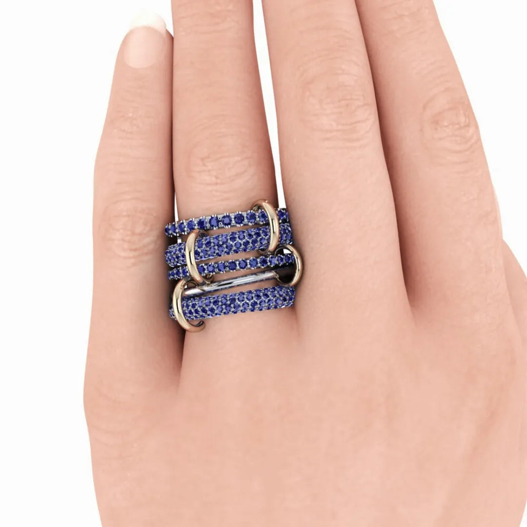 Blue Sapphire Connected Rings No. 32