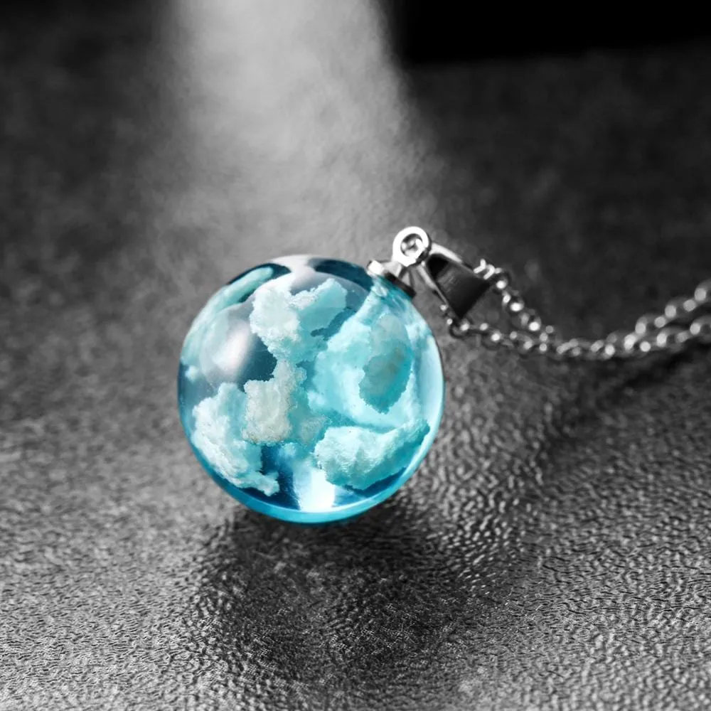 Blue Sky White Cloud Chain Necklace