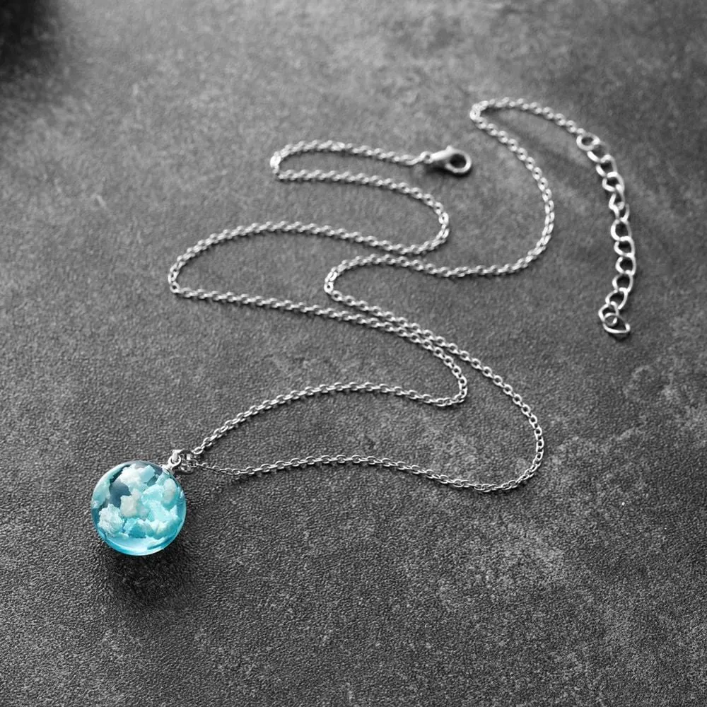 Blue Sky White Cloud Chain Necklace