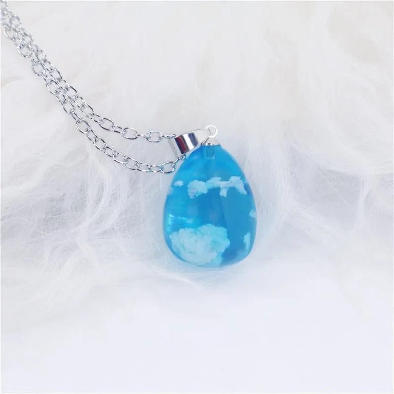 Blue Sky White Cloud Chain Necklace