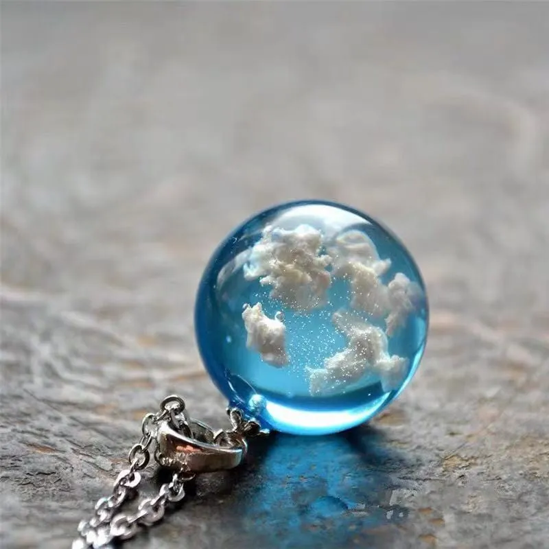 Blue Sky White Cloud Chain Necklace