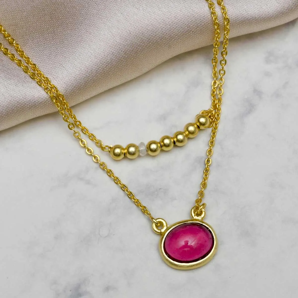 Cancer Double Stone Necklace