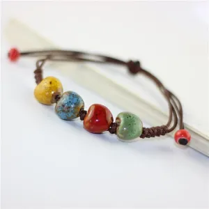 Ceramic 4 Heart Beads Rope Chain Bracelets