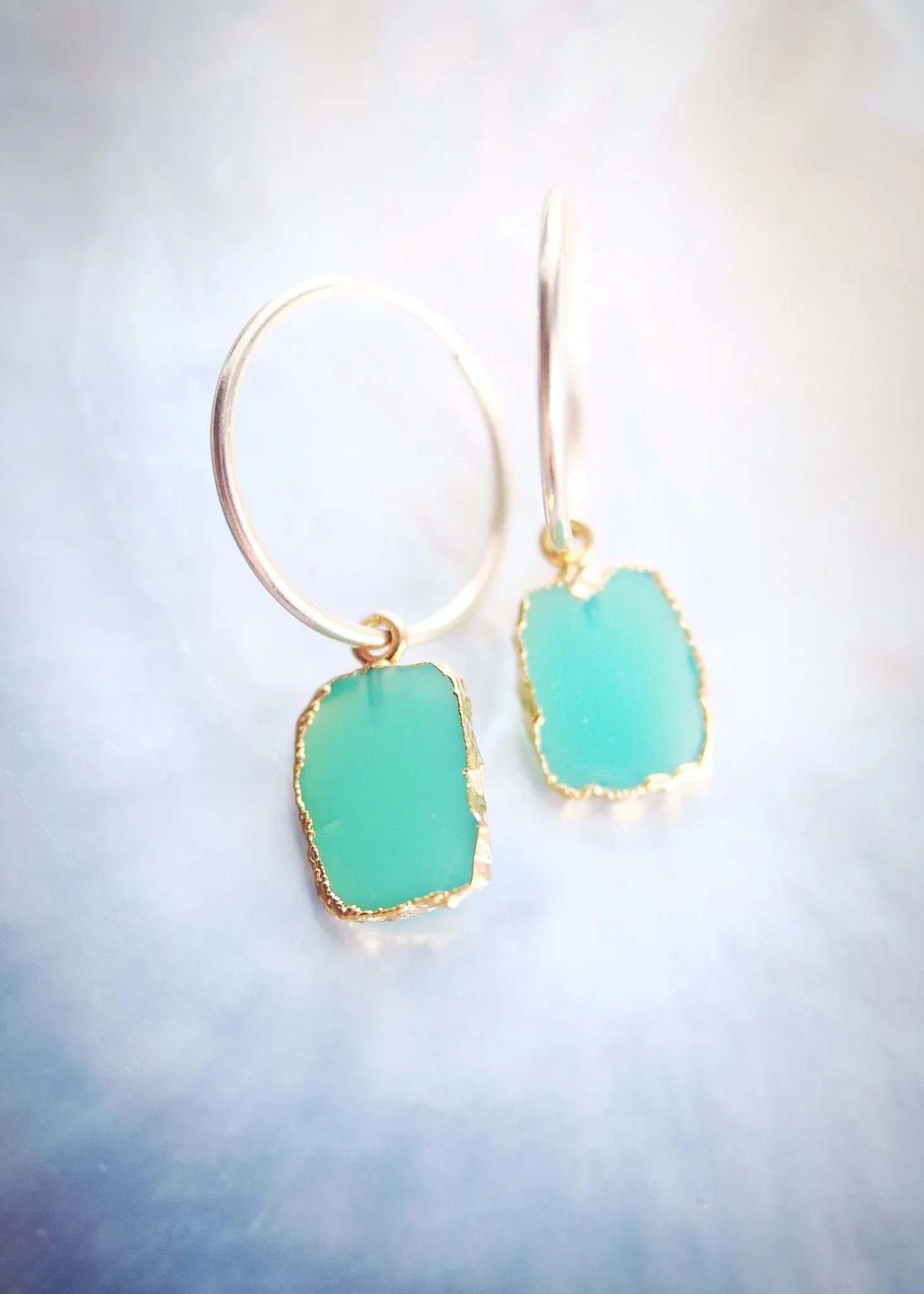 Chrysoprase Gold Medium Hoop Earrings - Anuhea