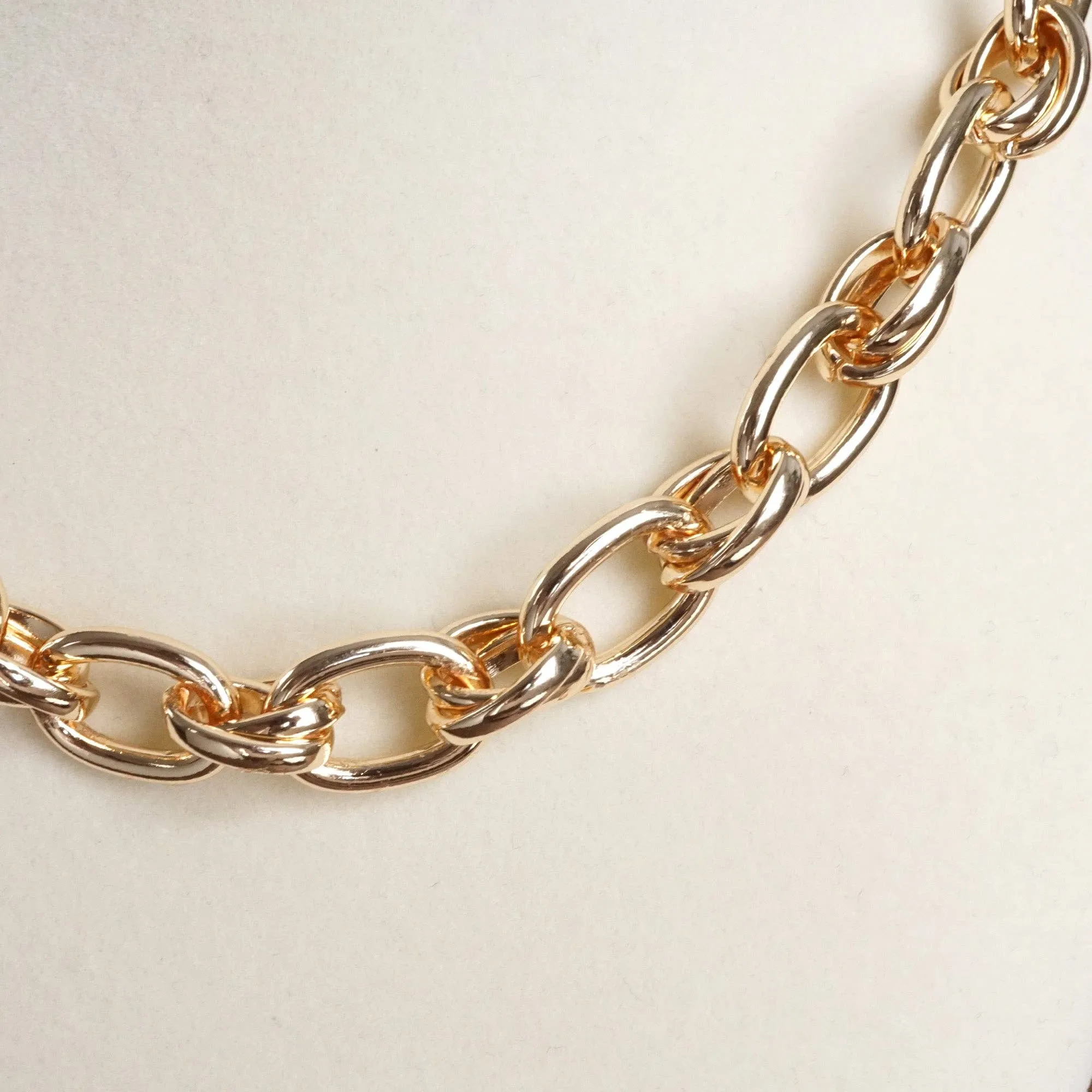 Chunky Fancy Cable Chain Necklace in Gold Tone