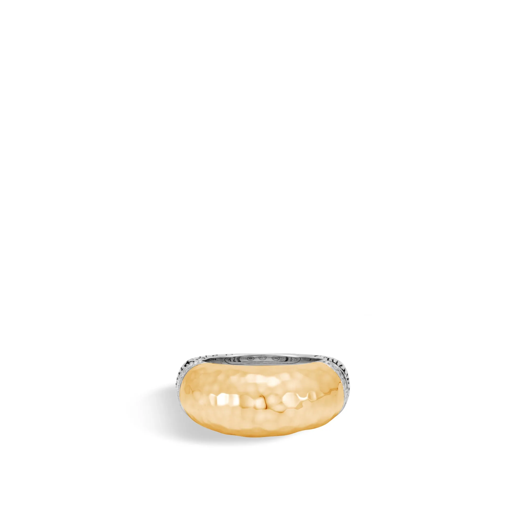 Classic Chain Hammered Dome Ring with Diamonds