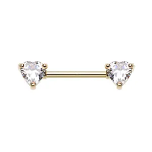 Classic Duo Heart Nipple Rings with Gold Plating