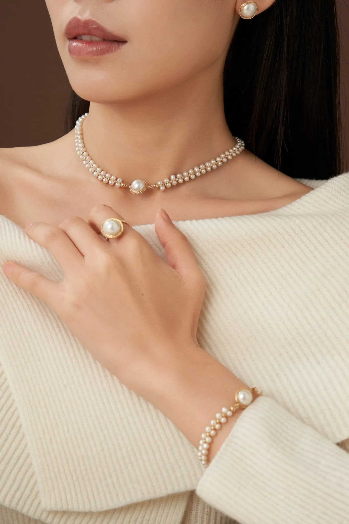 Classic Filigree Series  Large Pearl Open Ring