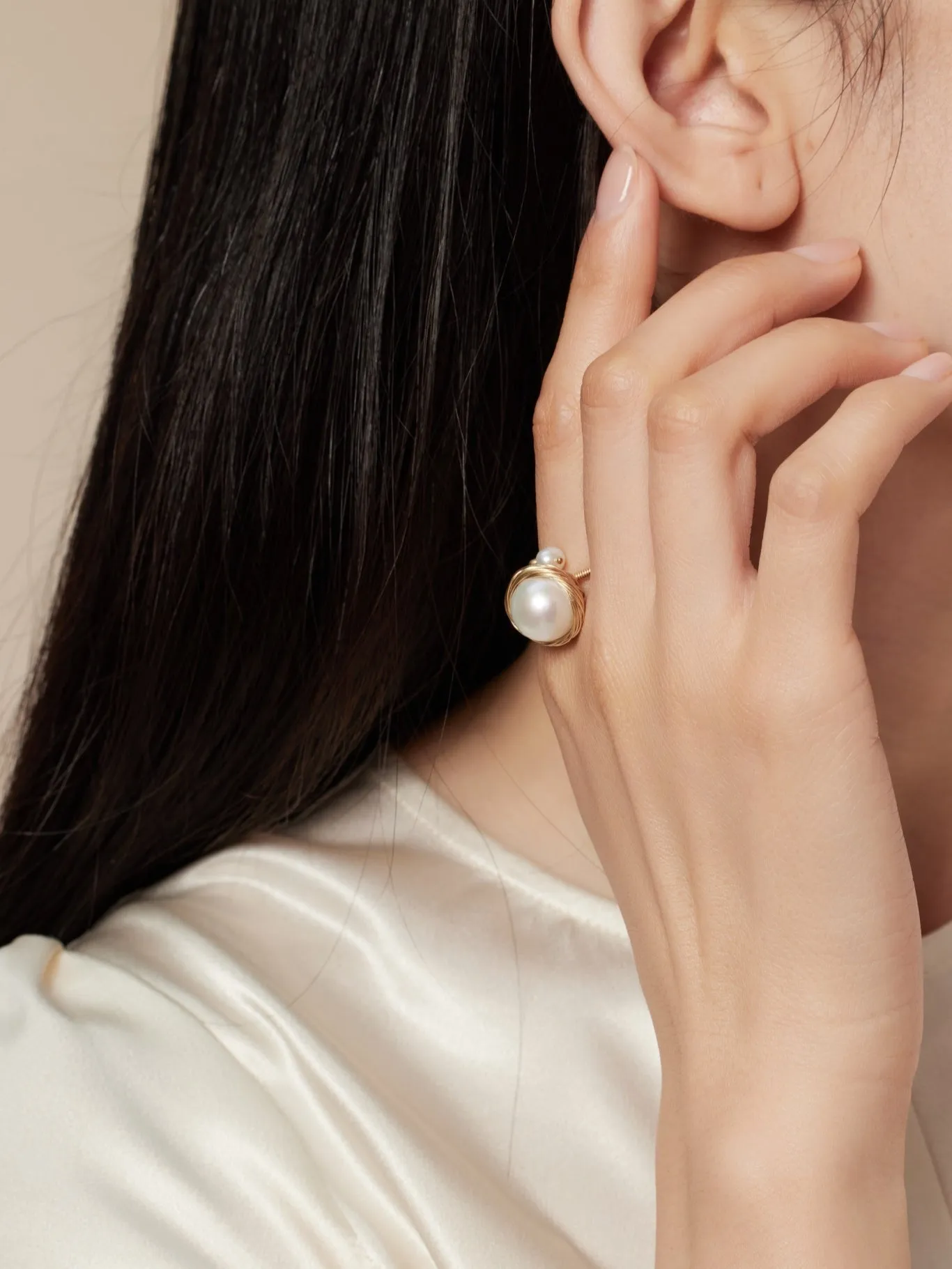 Classic Filigree Series  Large Pearl Open Ring