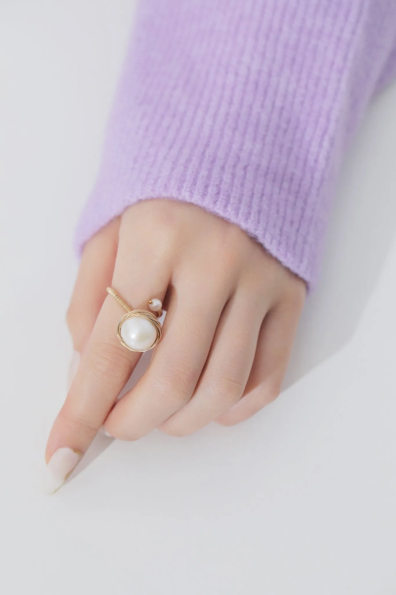 Classic Filigree Series  Large Pearl Open Ring