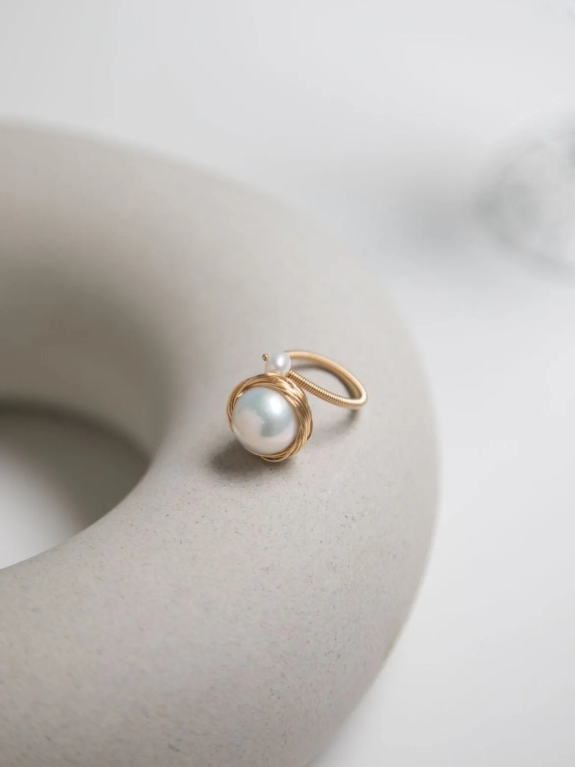 Classic Filigree Series  Large Pearl Open Ring