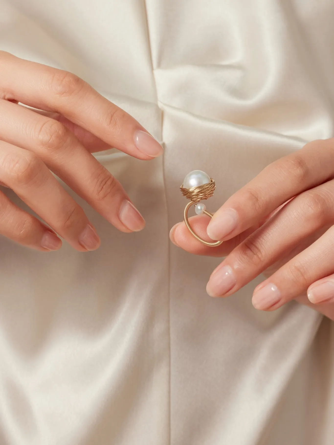 Classic Filigree Series  Large Pearl Open Ring