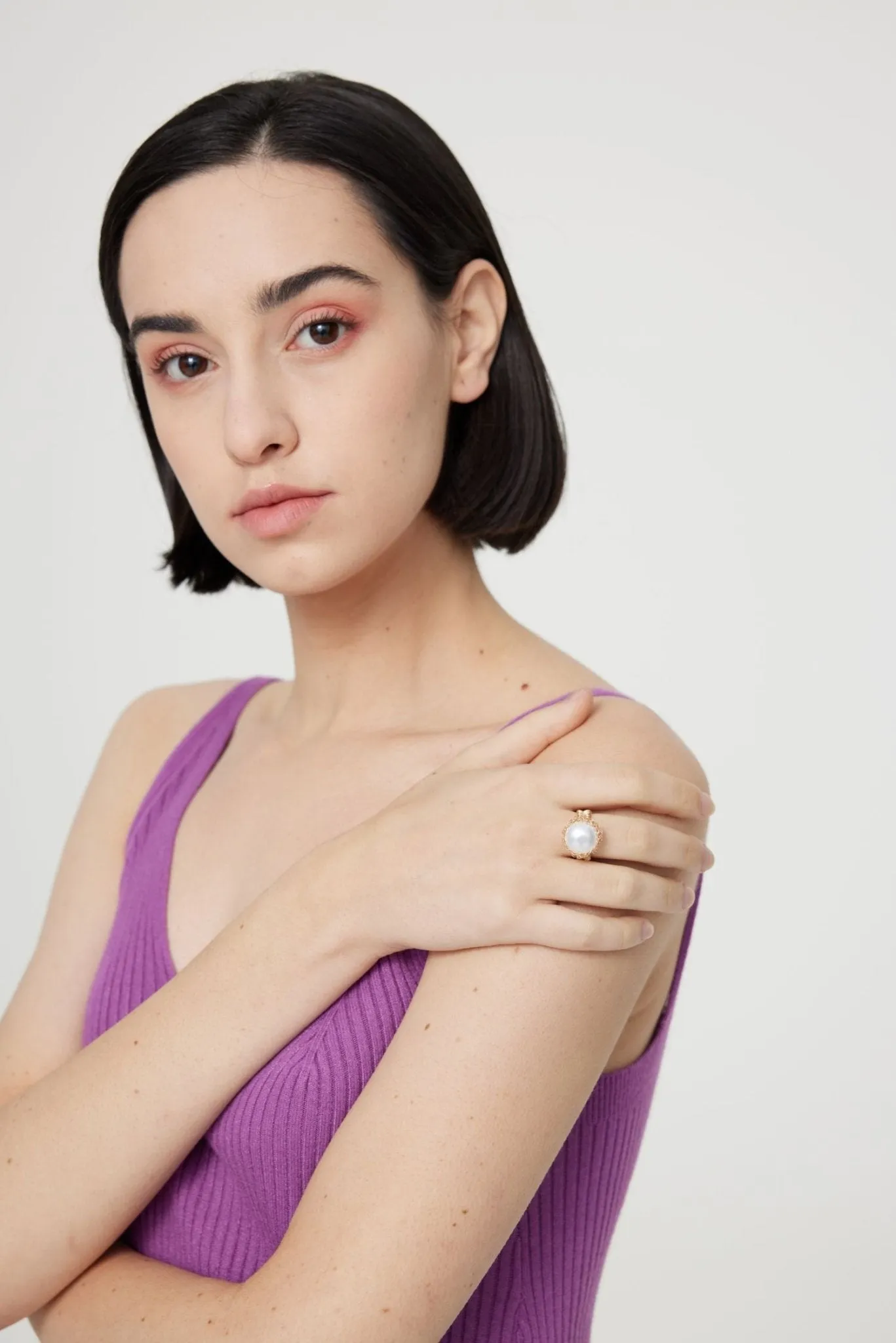 Classic Filigree Series Waterdrop Pearl Open Ring
