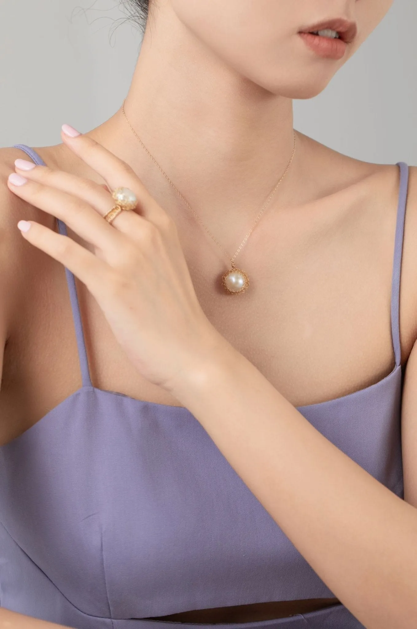 Classic Filigree Series Waterdrop Pearl Open Ring