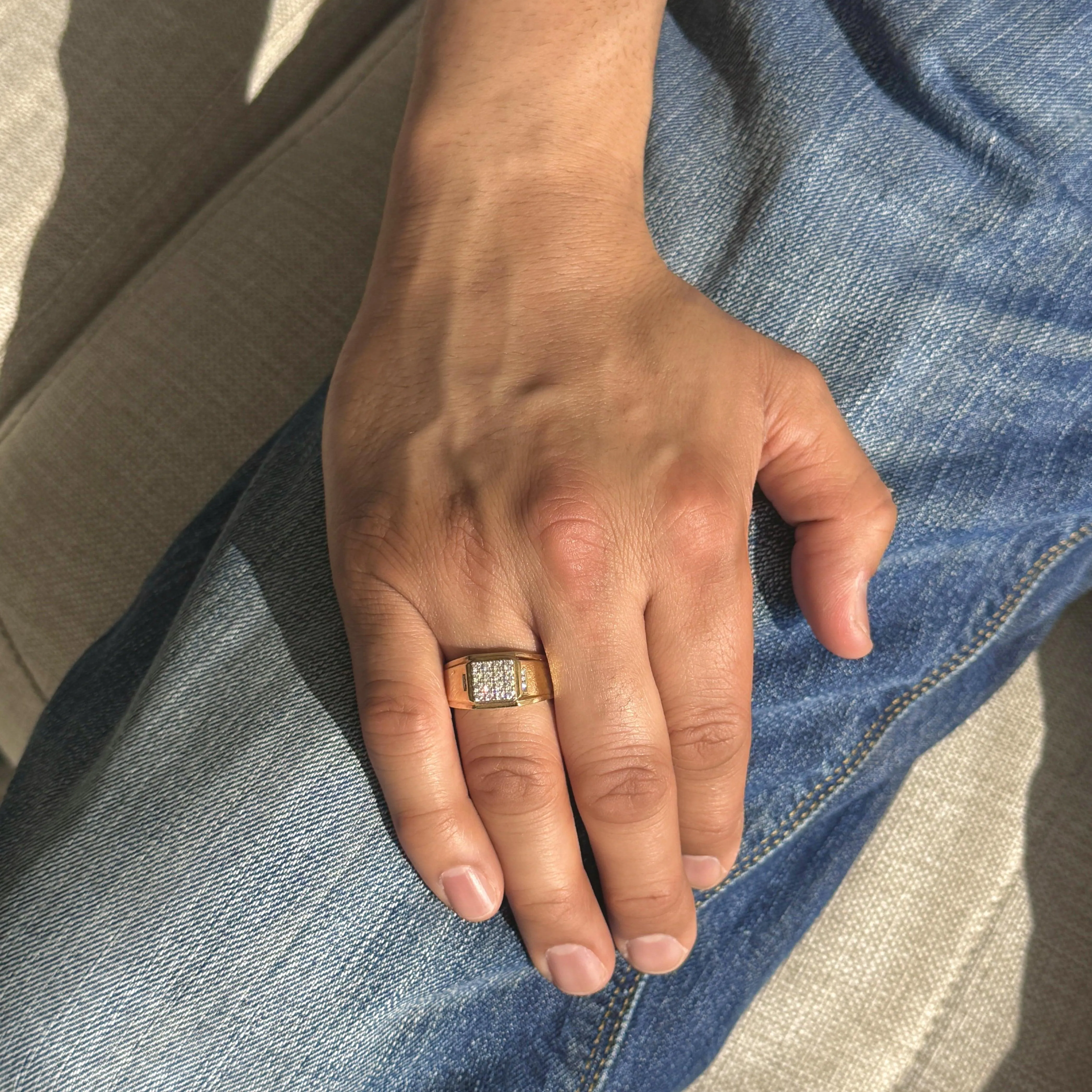 Classic Mens Diamond Gold Ring