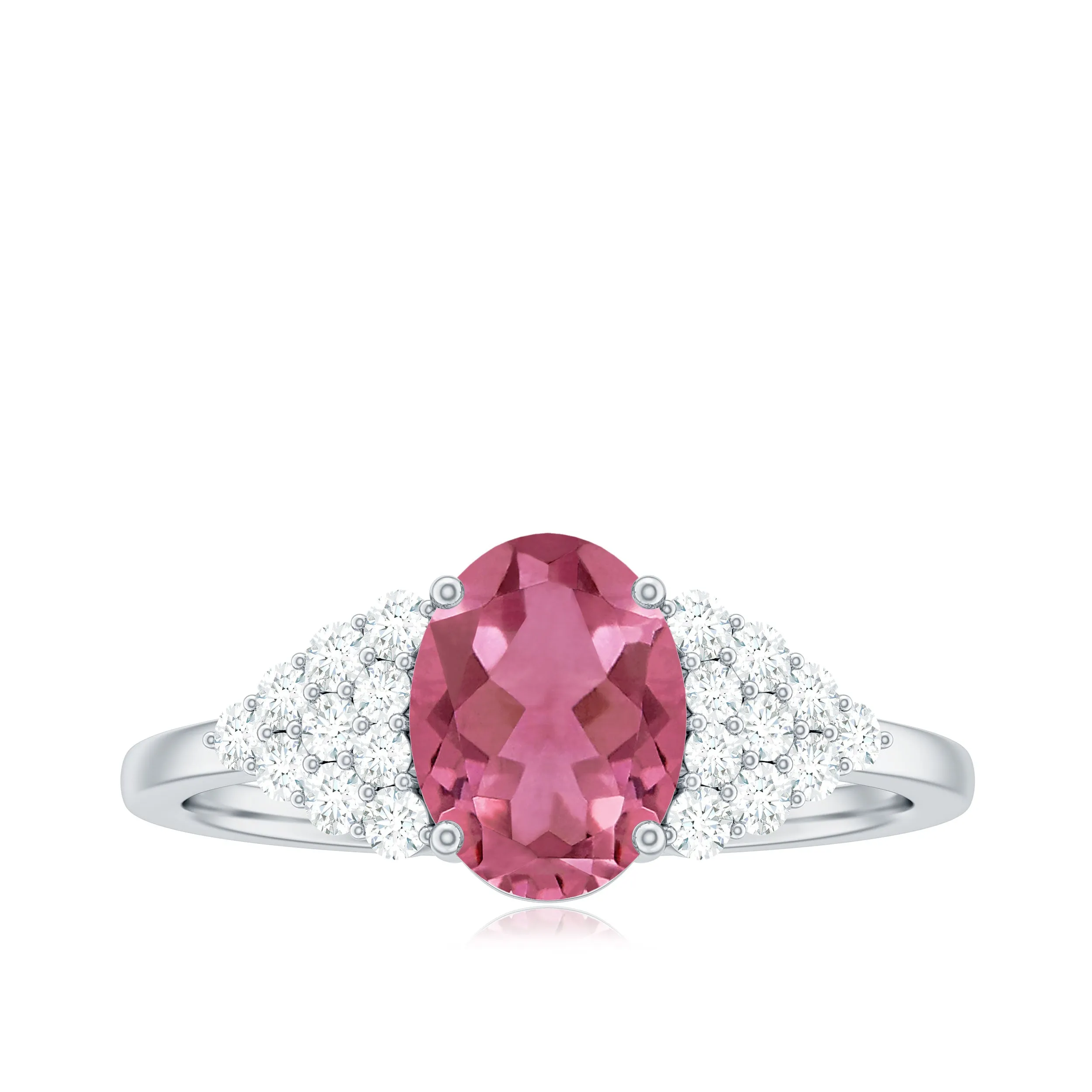 Classic Pink Tourmaline Solitaire Ring with Diamond
