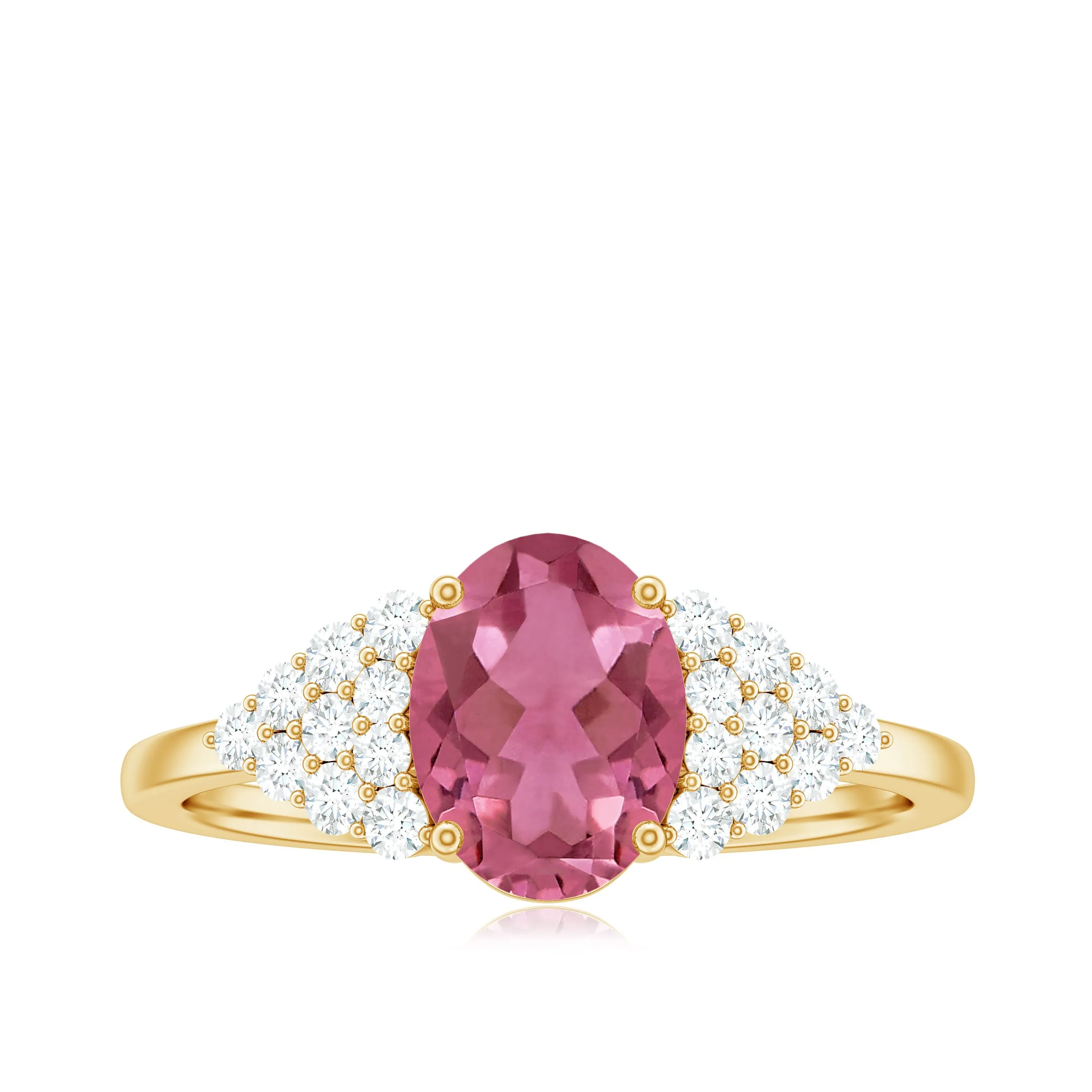 Classic Pink Tourmaline Solitaire Ring with Diamond