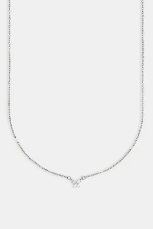 Clear Butterfly Necklace - White