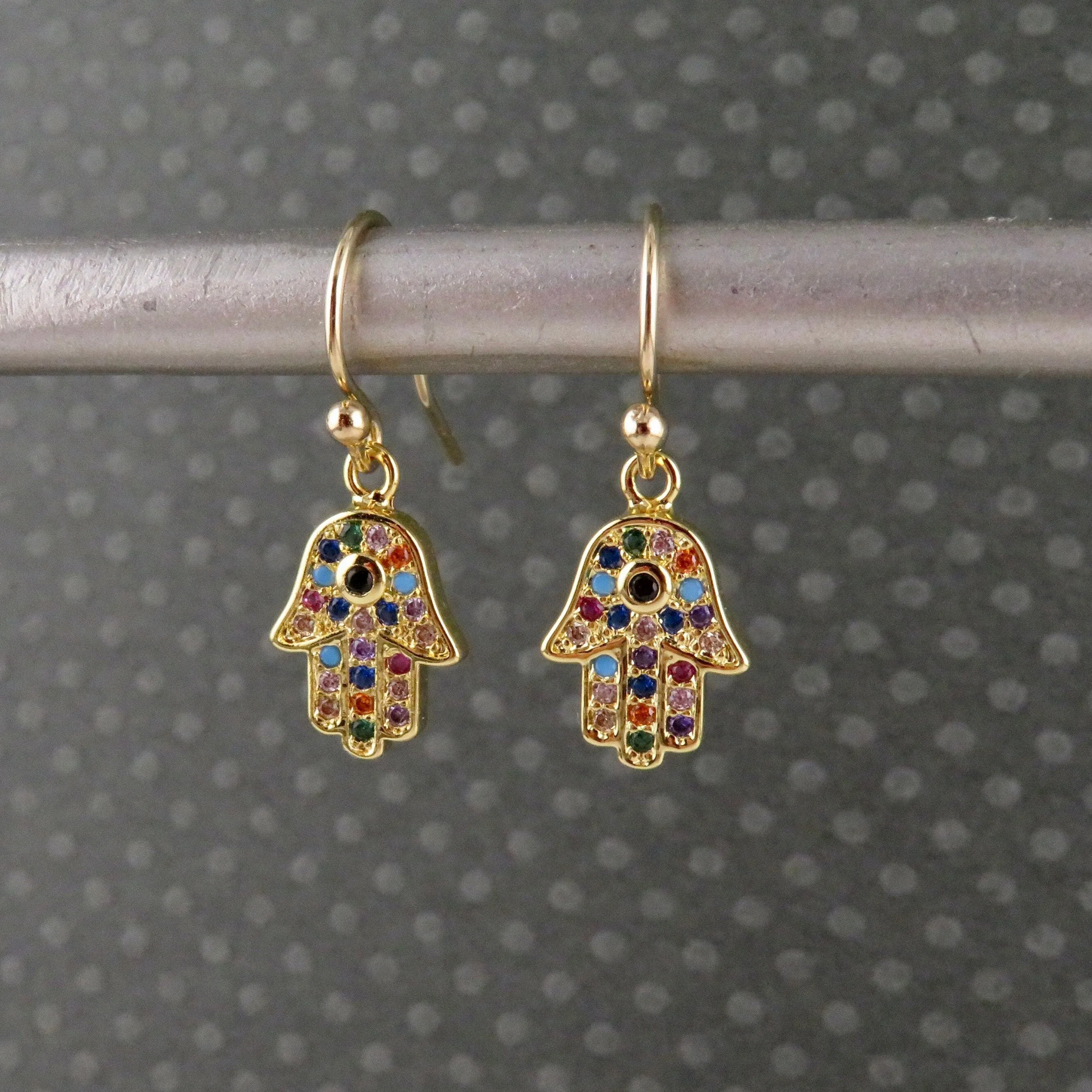 Colorful Gold Hamsa Necklace