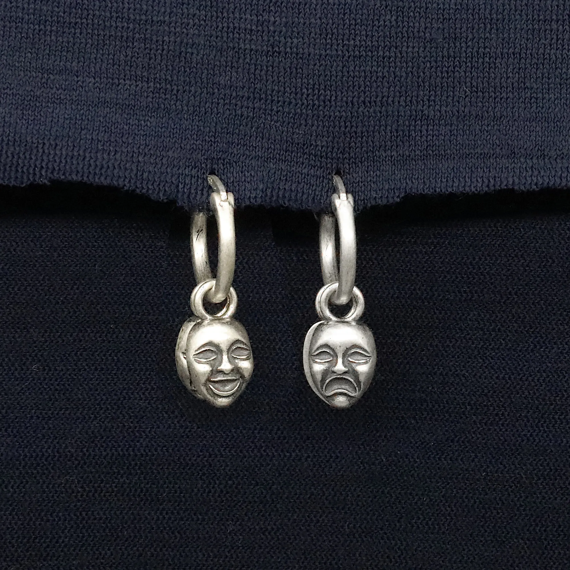 Comedy And Tragedy Sterling Silver Earring