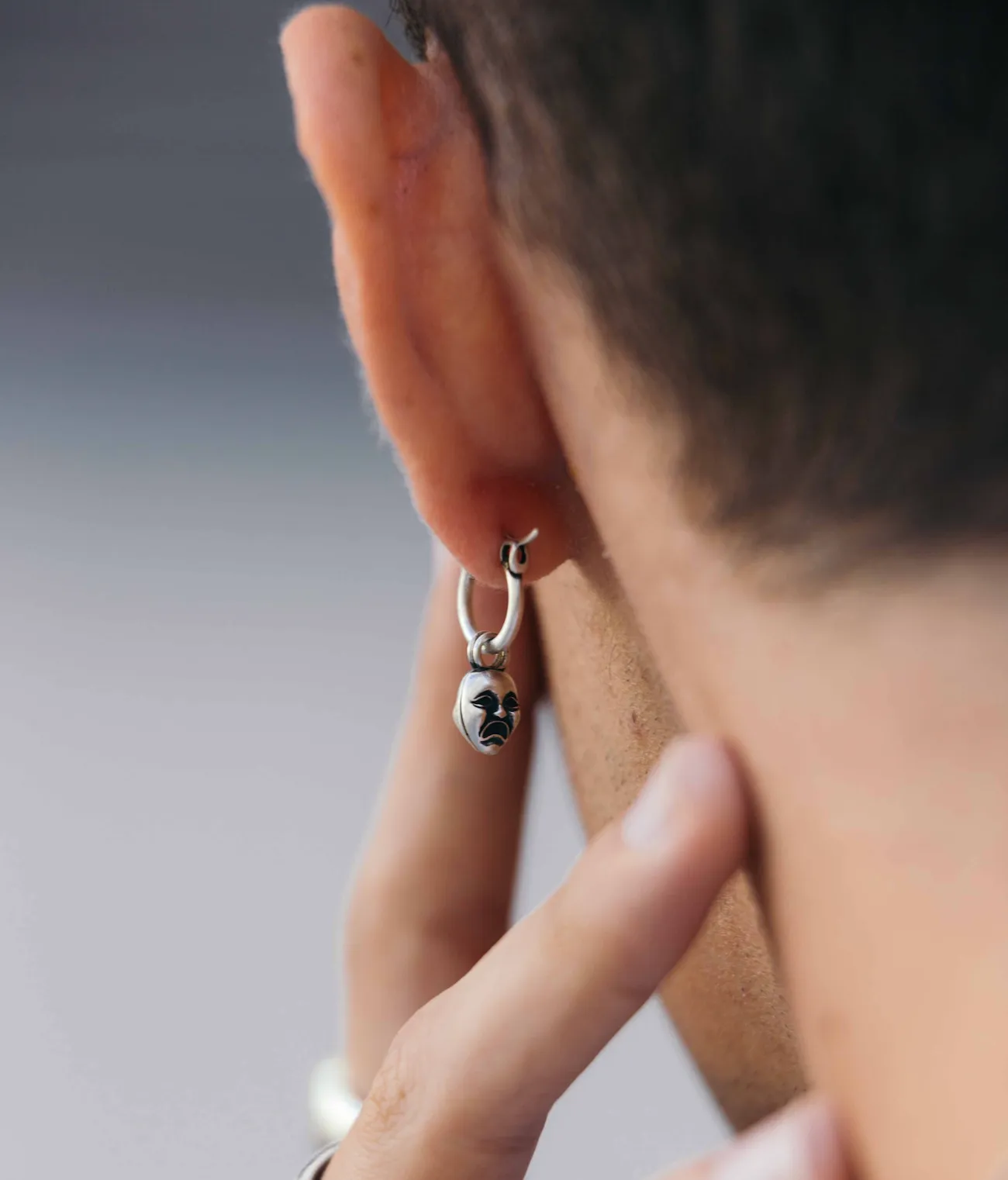 Comedy And Tragedy Sterling Silver Earring