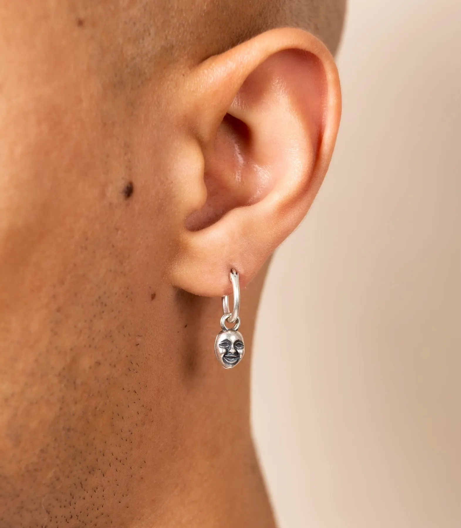 Comedy And Tragedy Sterling Silver Earring
