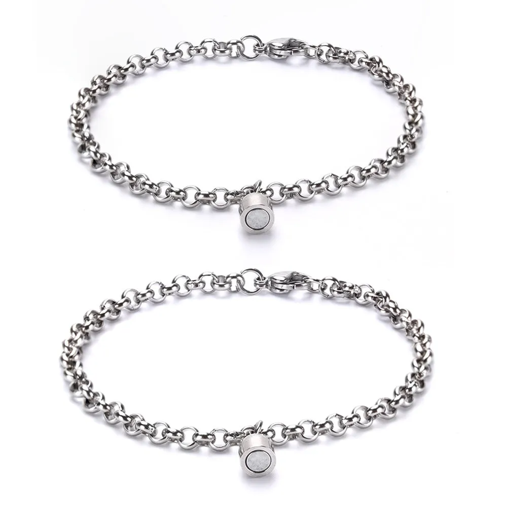 Connecting Charm Name Initial Bracelets for Couples