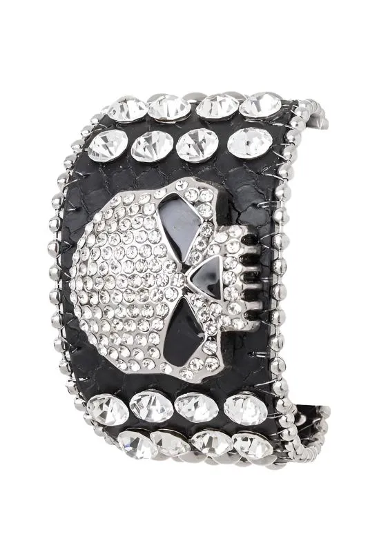 Crystal Skull Leather Bracelet