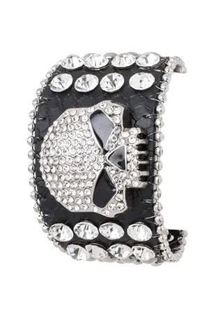 Crystal Skull Leather Bracelet