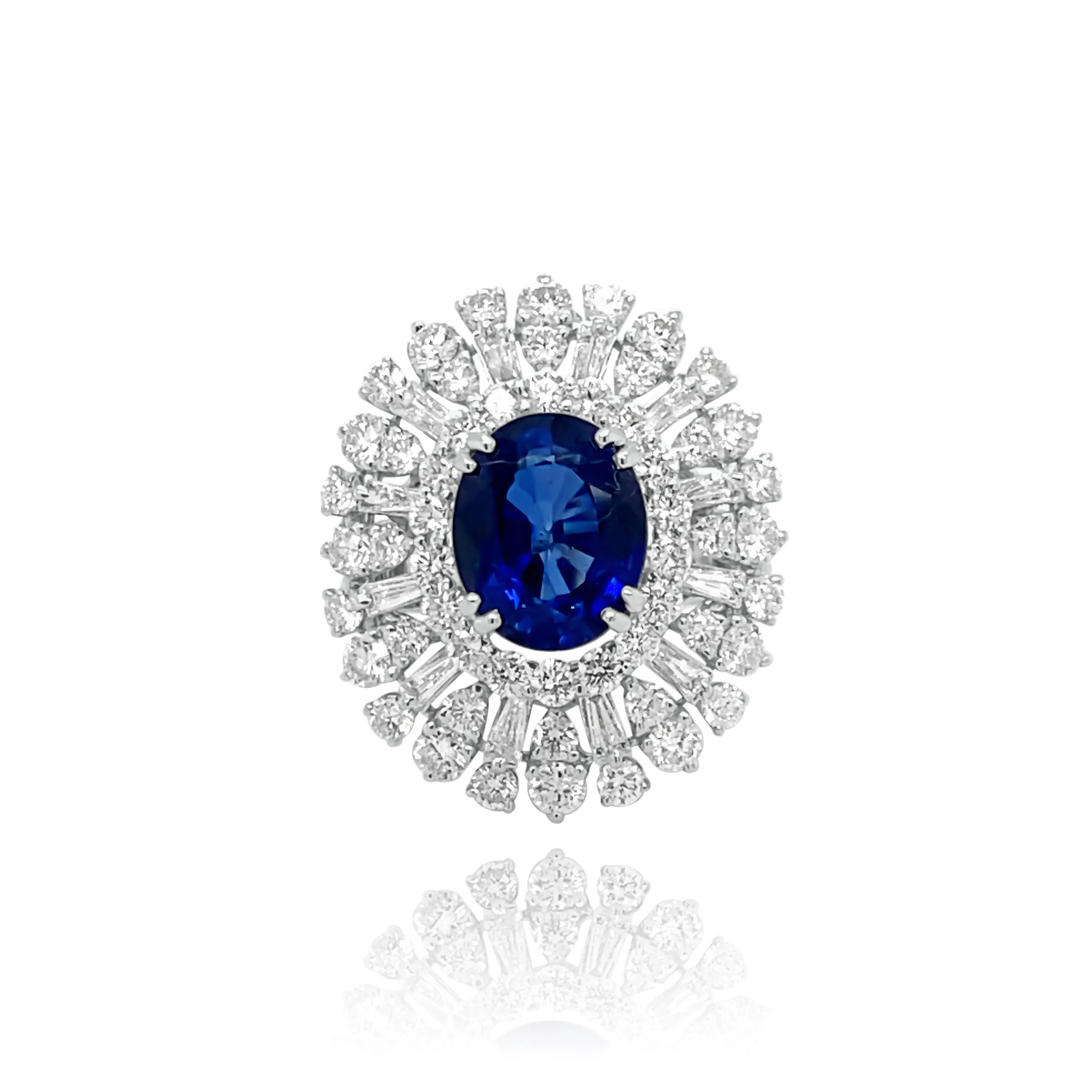 DIAMOND & SAPPHIRE "PEACOCK" RING.