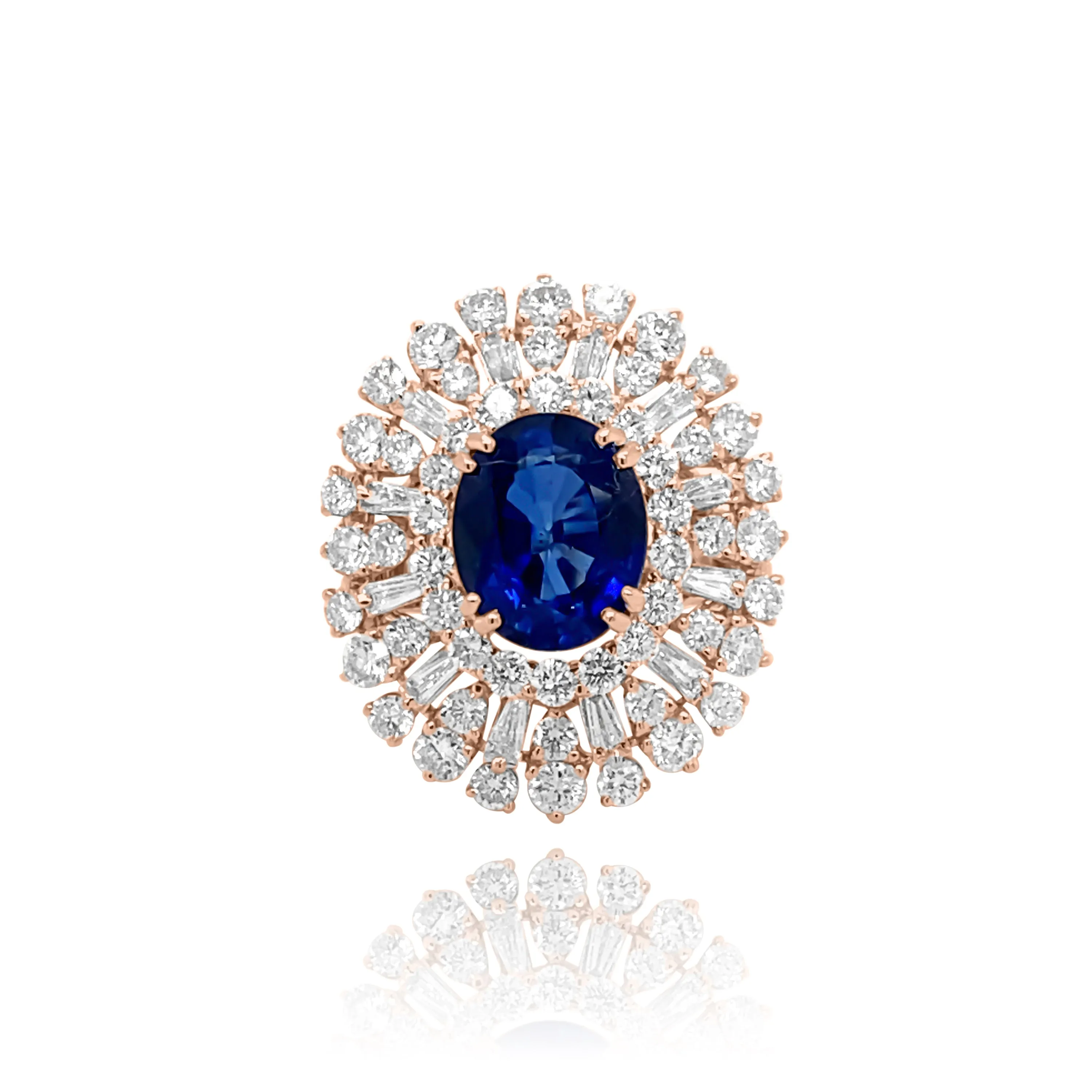 DIAMOND & SAPPHIRE "PEACOCK" RING.