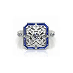 Diamond and Baguette Sapphire Dress Ring