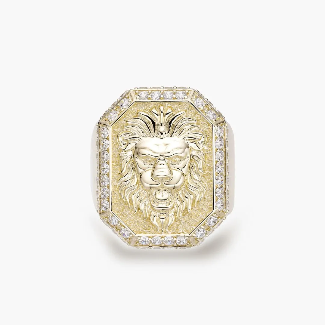 Diamond Bezel Lion Ring
