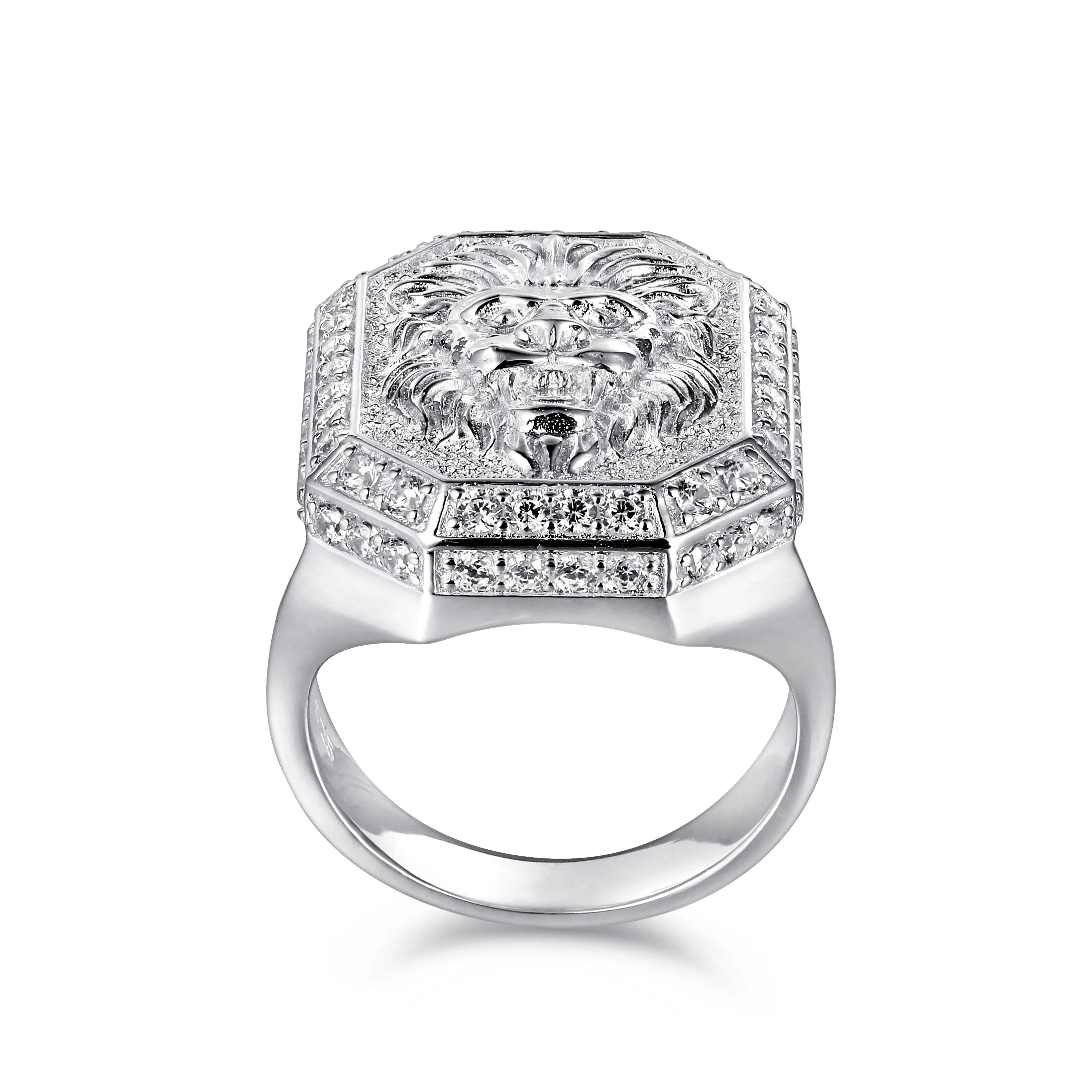 Diamond Bezel Lion Ring
