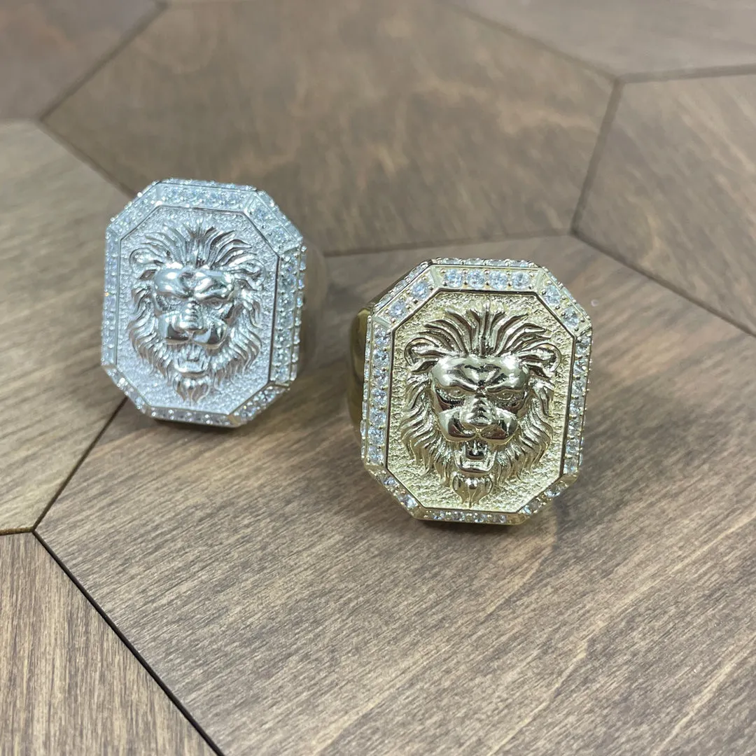 Diamond Bezel Lion Ring