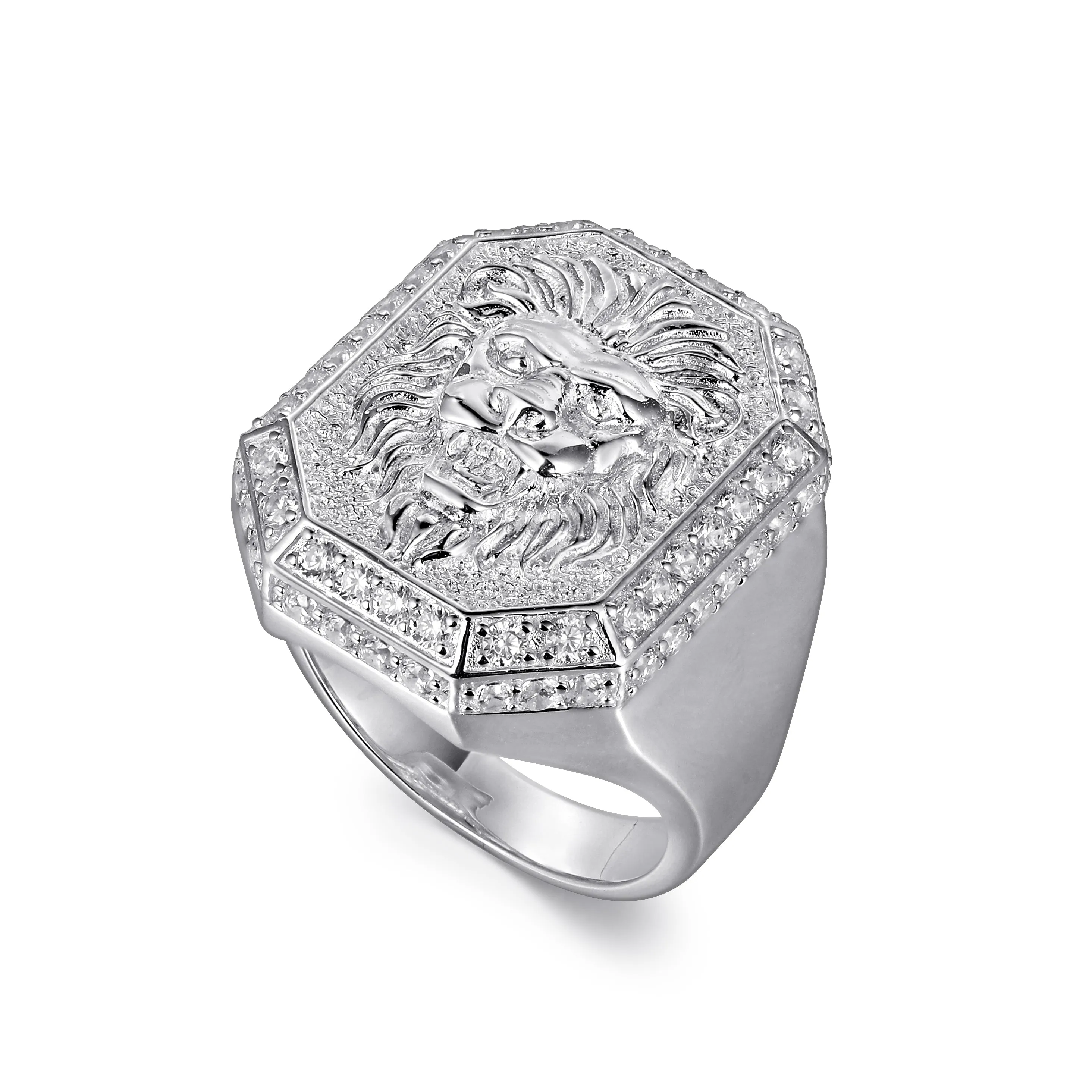 Diamond Bezel Lion Ring