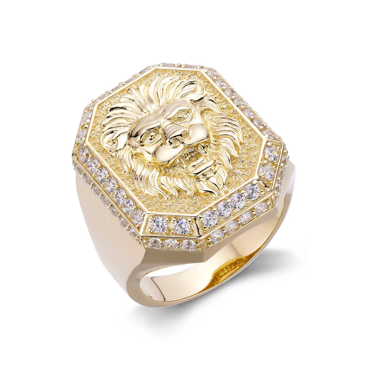 Diamond Bezel Lion Ring