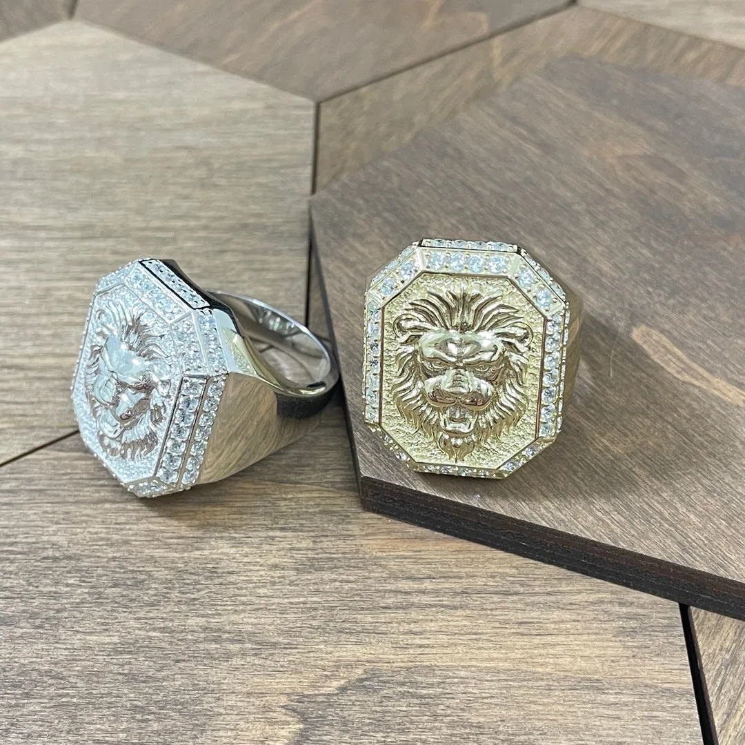 Diamond Bezel Lion Ring