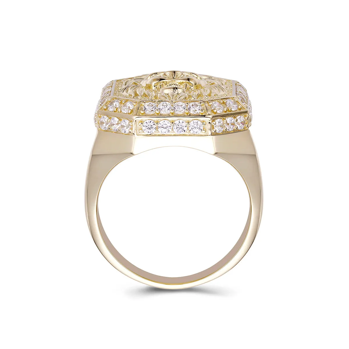 Diamond Bezel Lion Ring