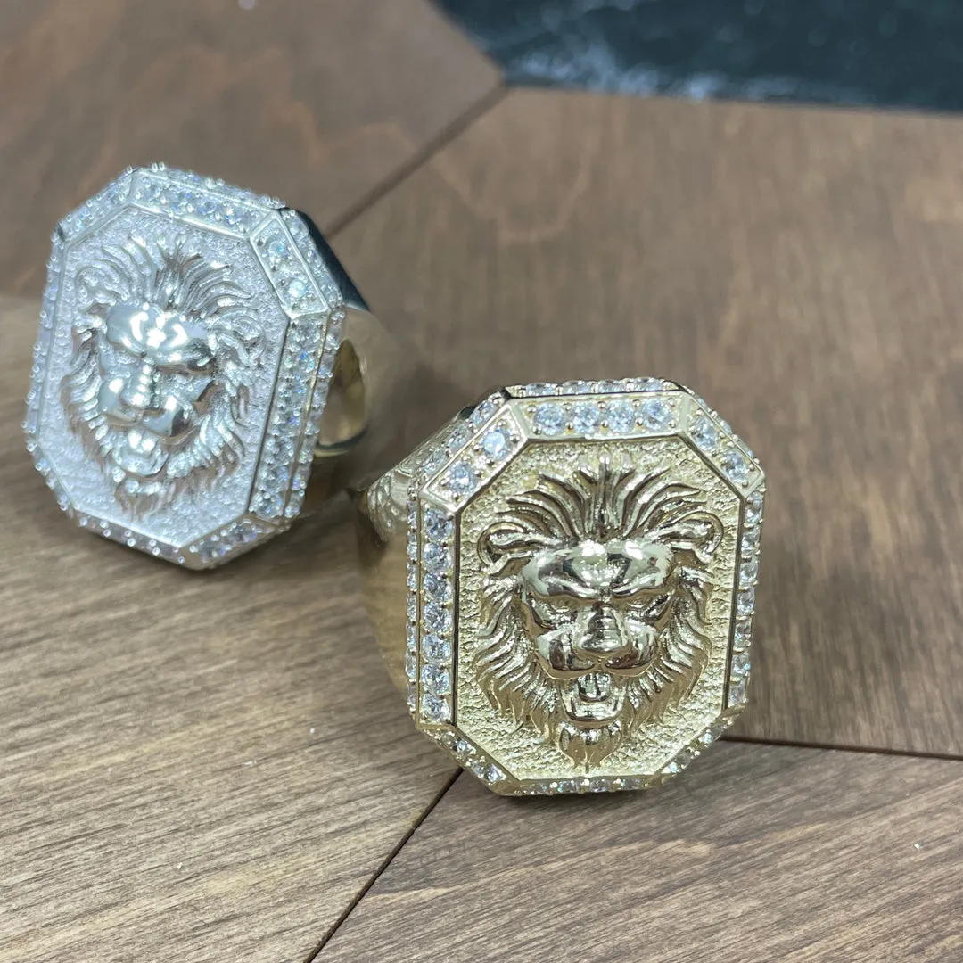 Diamond Bezel Lion Ring