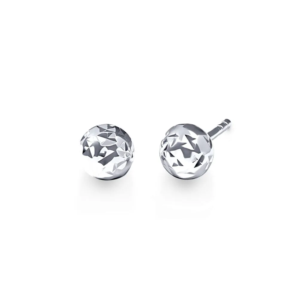 Diamond Cut Stud Earrings in Sterling Silver