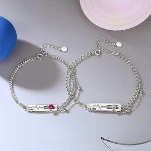Engravable Heartbeat Bracelets Set for Couples